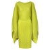 Pleated London High Fashion Designer Style Women's Handkerchief Sleeve High Waist Wrap Hip Short Dress