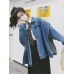 Denim Jacket Coat For Women Lapel Single Breasted Coats Spliced Pocket Casual Female Clothing