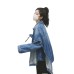 Denim Jacket Coat For Women Lapel Single Breasted Coats Spliced Pocket Casual Female Clothing
