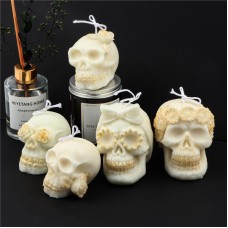 InsHalloween Silicone Skull Candle Mold Aromatherapy Ghost Festival Mousse Cake Mold Soap Mold