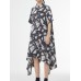 Asymmetrical Print Single Breasted Loose Casual Dress