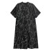 Personality Print Dress Casual Stand Collar Pullover Women Short Sleeve Summer Simplicity New Loose Dres