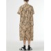 Personality Print Dress Casual Stand Collar Pullover Women Short Sleeve Summer Simplicity New Loose Dres