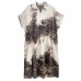 Print Casual Dress Women Korea Summer New Arrival Personality Fashion Loose Turn-down Collar Short Sleeve Dress