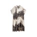 Print Casual Dress Women Korea Summer New Arrival Personality Fashion Loose Turn-down Collar Short Sleeve Dress