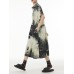 Print Casual Dress Women Korea Summer New Arrival Personality Fashion Loose Turn-down Collar Short Sleeve Dress