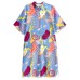 Casual Print Shirt Dress Loose Fashion Contrast Color Women Single Breasted Dress