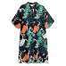 Casual Print Shirt Dress Loose Fashion Contrast Color Women Single Breasted Dress