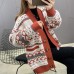 Autumn Knitted Cardigan Women's Coat  New Thickened V-neck Loose Color Block Versatile Fashion Sweater