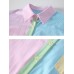 Fashion Colorful Long Sleeve Shirt For Women Contrast Color Spliced Loose Fit Single Breasted Tops