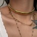 INS Titanium Steel Gypsy Elastic Choker Gold and Silver Necklace