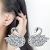 New sterling silver swan ears small and exquisite micro-paved zircon nails fashionable and versatile earrings for girls