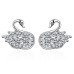 New sterling silver swan ears small and exquisite micro-paved zircon nails fashionable and versatile earrings for girls