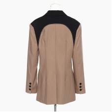 Fashion Women's Blazer Notched Collar Pocket Single Breasted Contrast Color Spliced Suit Jackets Autumn