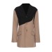Fashion Women's Blazer Notched Collar Pocket Single Breasted Contrast Color Spliced Suit Jackets Autumn