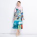 Fashion Design Cartoon Printing Casual Midi Long Dress