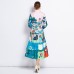 Fashion Design Cartoon Printing Casual Midi Long Dress