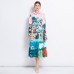 Fashion Design Cartoon Printing Casual Midi Long Dress