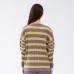 New Long Sleeve Round Collar Striped Pleated T Shirt