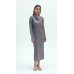 Solid Color Folding Collar Long Sleeve Pleated Loose Waist Dress For Women