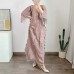 Fashion Pleated Dress For Women V-neck Half Sleeves Loose Belt Dresses