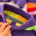 Rainbow Striped Knitted 2 Piece Set Women Long Sleeve V-Neck Sweater Jacket And Long Skirt Two Piece Set Autumn Winter Suits