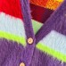 Rainbow Striped Knitted 2 Piece Set Women Long Sleeve V-Neck Sweater Jacket And Long Skirt Two Piece Set Autumn Winter Suits