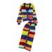 Rainbow Striped Knitted 2 Piece Set Women Long Sleeve V-Neck Sweater Jacket And Long Skirt Two Piece Set Autumn Winter Suits