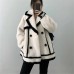 Stripe Spliced Fur Coat Women High Quality Fluffy Sheep Shearing Fashion 