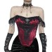 New belted patchwork camisole dark temperament slim fit and versatile lace top for women