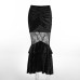New belted patchwork camisole dark temperament slim fit and versatile lace top for women