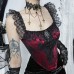 New belted patchwork camisole dark temperament slim fit and versatile lace top for women