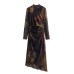 New Autumn Women's Fashion Resort Style Silk Print Dress