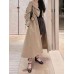 Solid Casual Loose Trenches For Women Lotus Collar Long Sleeve High Waist Drawsting Patchwork Lace Up Trench Female