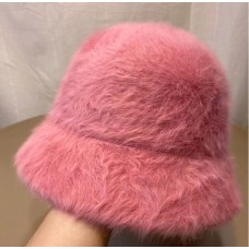 Solid color rabbit fur hat bucket cap  fisherman's hat retro knitted wool basin Bucket Hat