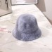 Solid color rabbit fur hat bucket cap  fisherman's hat retro knitted wool basin Bucket Hat