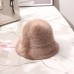 Solid color rabbit fur hat bucket cap  fisherman's hat retro knitted wool basin Bucket Hat