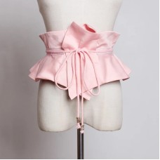 Yellow Irregular Double Layers Bandage Wide Long Belt Personality Women New Fashion Tide All-match Spring