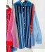 Patchwork Hit Color Cardigan For Women Lapel Long Sleeve Single Breasted Casual Loose Knitting Sweaters