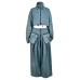 Blue Two Piece Suit Denim Jacket Big Size Wide Leg Pants New Stand Collar Women Fashion Tide Spring Autumn 