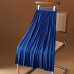 Solid Color Pleated Long Skirt Women Ladies Work Casual Elastic High Waist A Line Party Skirts Summer