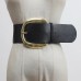 Pu Leather Black Big Buckle Split Long Wide Belt
