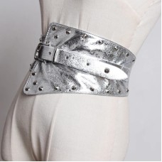 Pu Leather Red Long Irregular Wide Belt