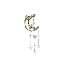 Hemp Rope Leaf Hand Tied Butterfly Accessories Large Moon Wind Chime Natural Crystal Garden Pendant Crystal Ball Decoration