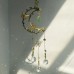 Hemp Rope Leaf Hand Tied Butterfly Accessories Large Moon Wind Chime Natural Crystal Garden Pendant Crystal Ball Decoration