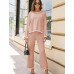 Loungewear suit 2 piece long sleeved knitted sweater top wide leg pants casual suit