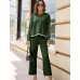 Loungewear suit 2 piece long sleeved knitted sweater top wide leg pants casual suit