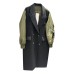 Colorblock Trench For Women Notched Collar Long Sleeve High Waist Patchwork Double Breasted Casual Trenches Female