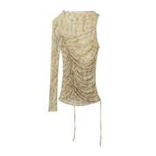 Printed Silk Screen Asymmetric Sleeve Top Long Sleeve Leisure Tops Printed Silk Screen Asymmetric Sleeve Top Long Sleeve Leisure Tops