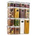 Pack of 7 Food Storage Container Space Saving Plastic Cereal Keeper with Air Tight Lid